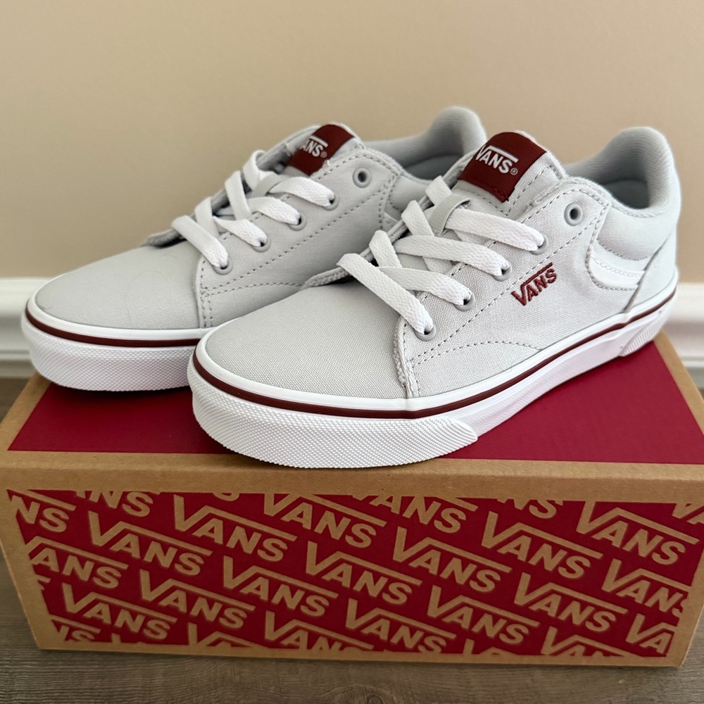 NEW Vans Boys Gray and Maroon Sneakers